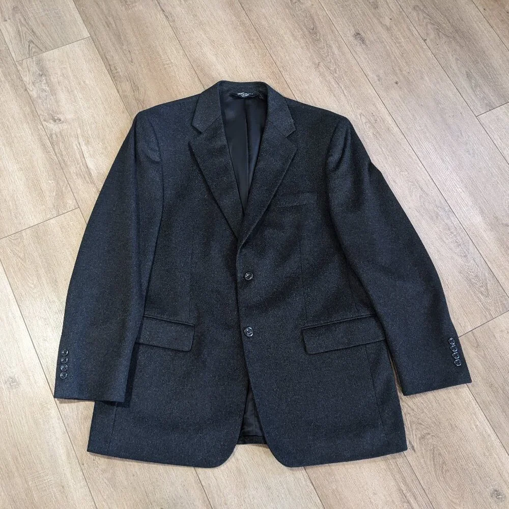 Pronto Uomo Blazer Mens 42R Dark Gray 100% Cashmere Couture Sports Coat Jacket